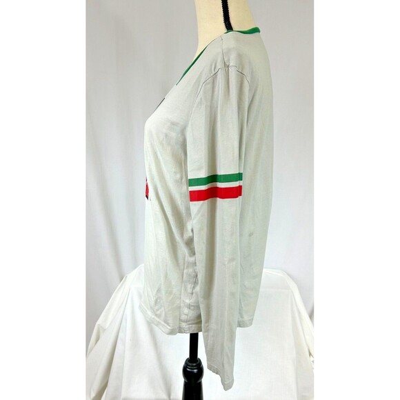 DISNEY Mickey Mouse Long-Sleeved Gray T-Shirt-Christmas Green/Red-Women's Sz M - Picture 3 of 9